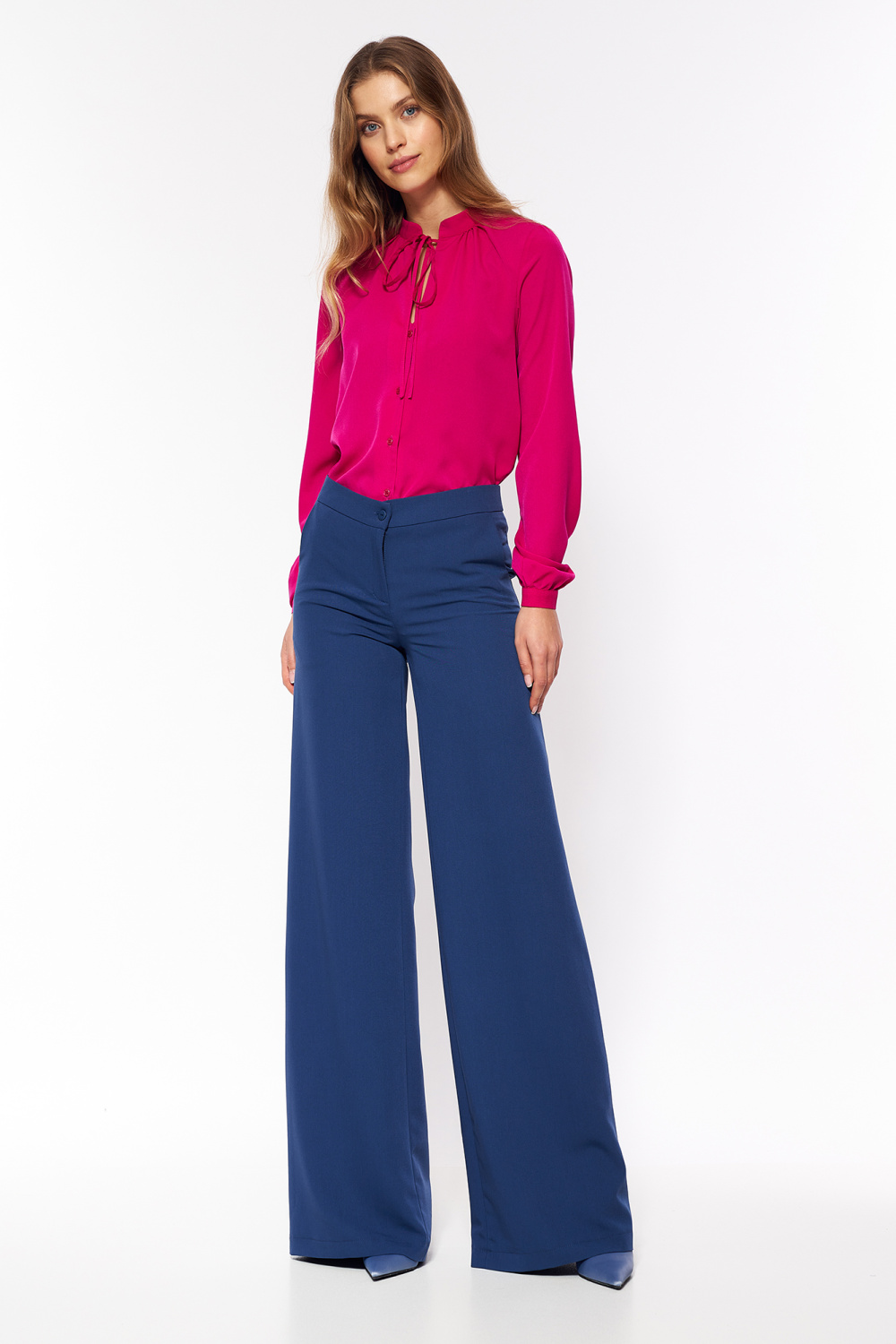 Spodnie Kobaltowe spodnie palazzo SD95 Cobalt - Nife - obrazek 4