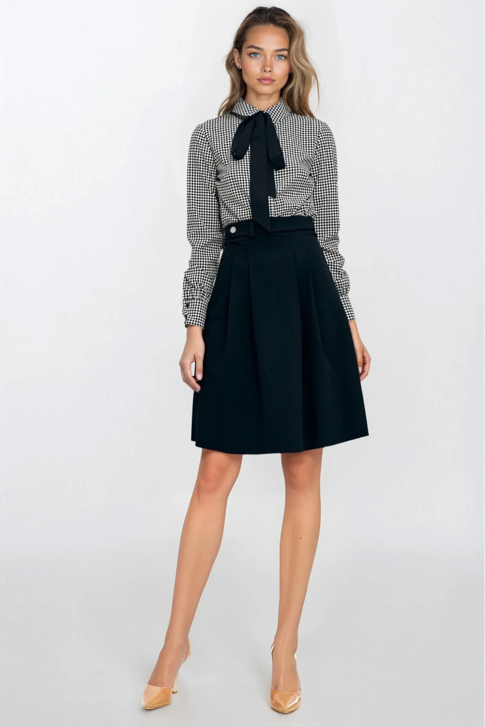 Bluzka z kokardą w romby B183 Black - Nife - obrazek 3