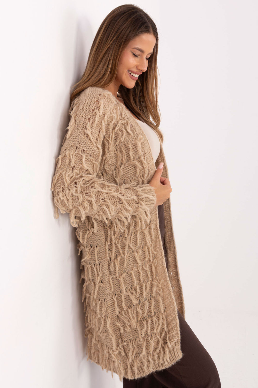 Sweter Kardigan Model MI-SW-0820.85 Beige - Rue Paris - obrazek 2