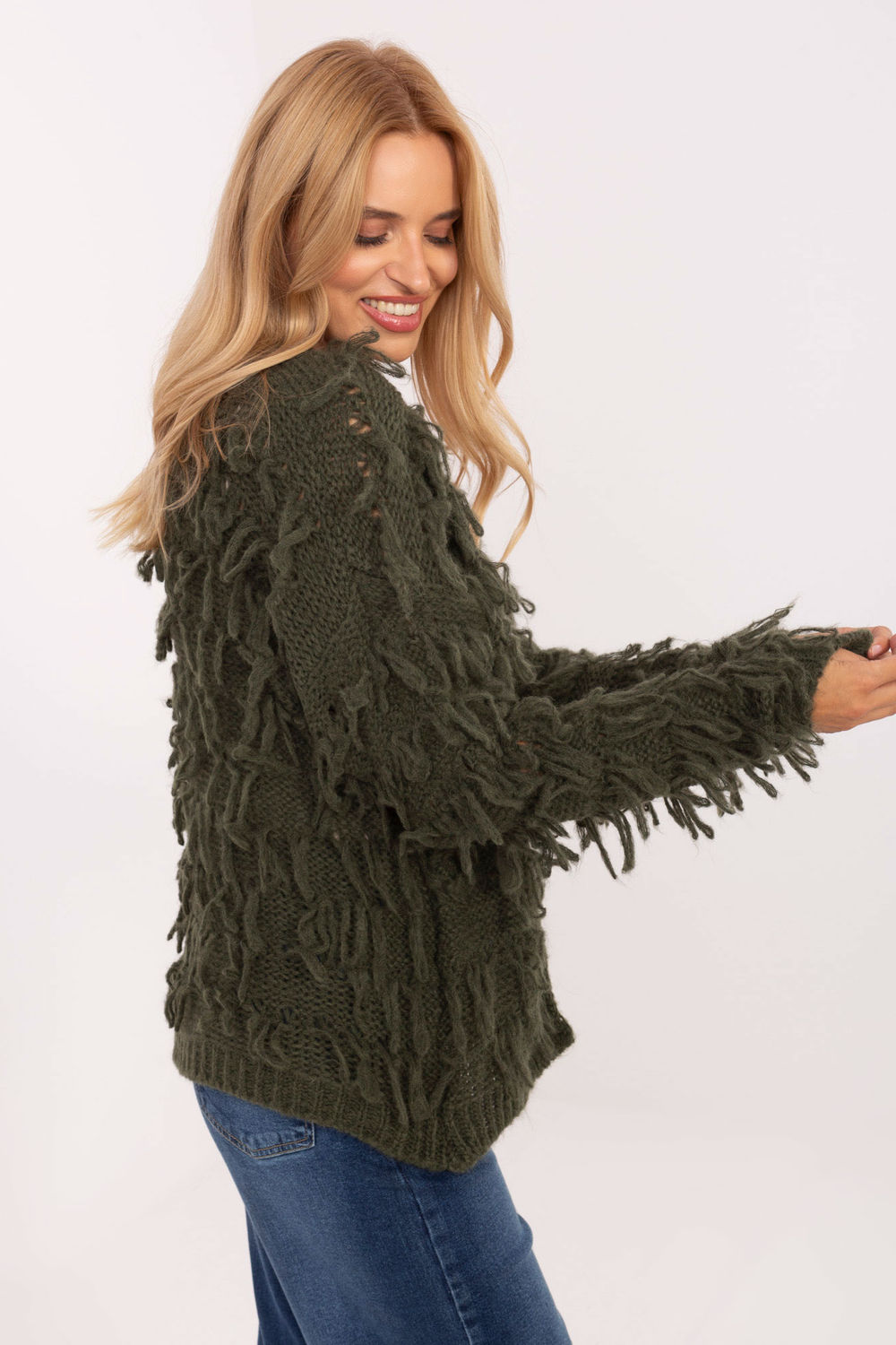 Sweter Kardigan Model MI-SW-1308.21 Khaki - Rue Paris - obrazek 2
