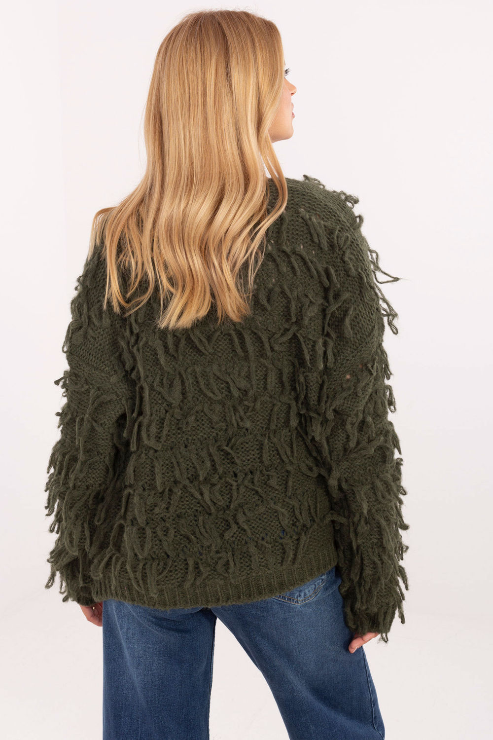 Sweter Kardigan Model MI-SW-1308.21 Khaki - Rue Paris - obrazek 3