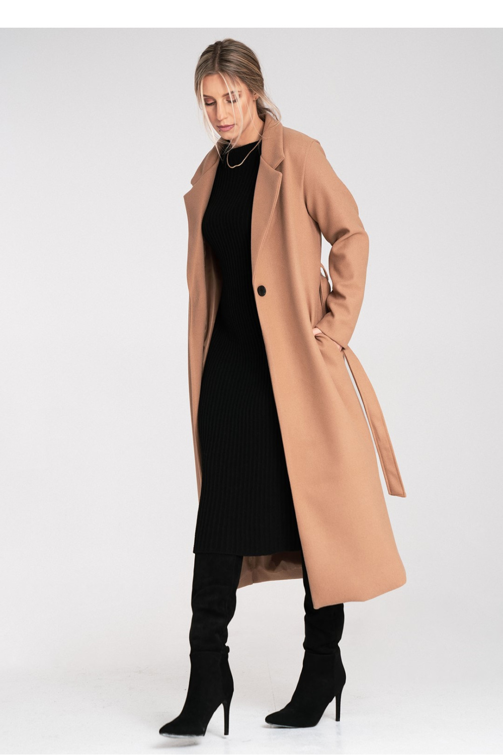 Płaszcz Damski Model M1114 Beige - Figl - obrazek 4