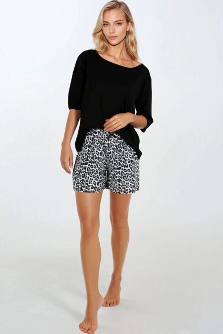 Piżama Damska Model Wild  Beautiful 223569 Black - Momenti Per Me