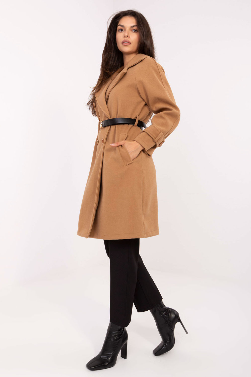 Płaszcz Damski Model IT-PL-FL5712.84 Camel - Rue Paris - obrazek 2