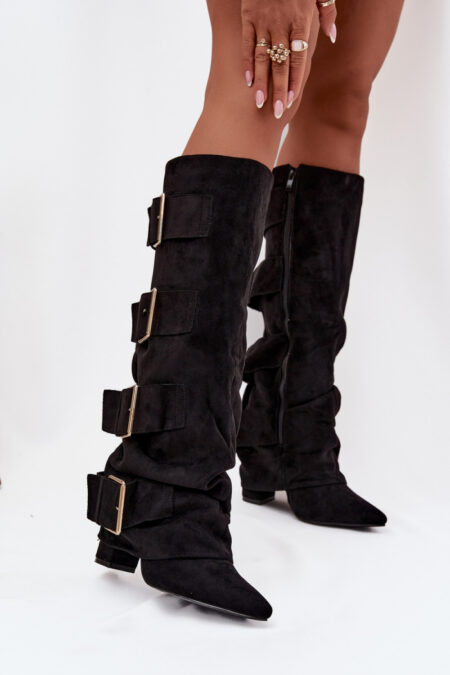 Kozaki Model Isavelle 7677A-1 Black Zamsz - Step in style