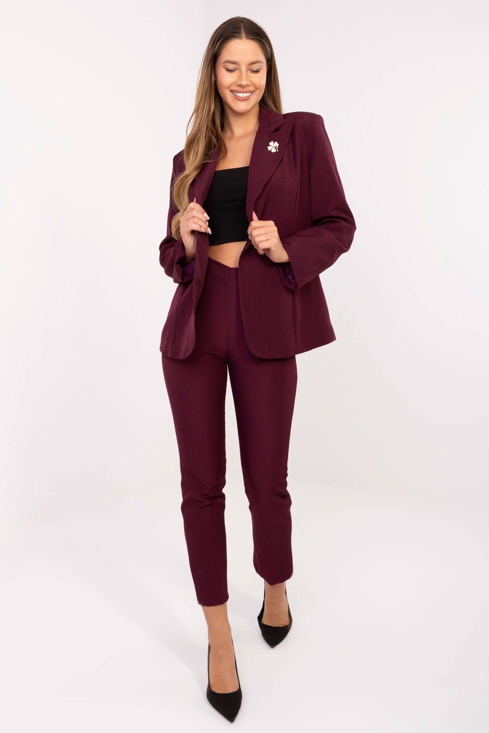 Marynarka Model IT-MA-FL8391.87 Bordo - Rue Paris - obrazek 2