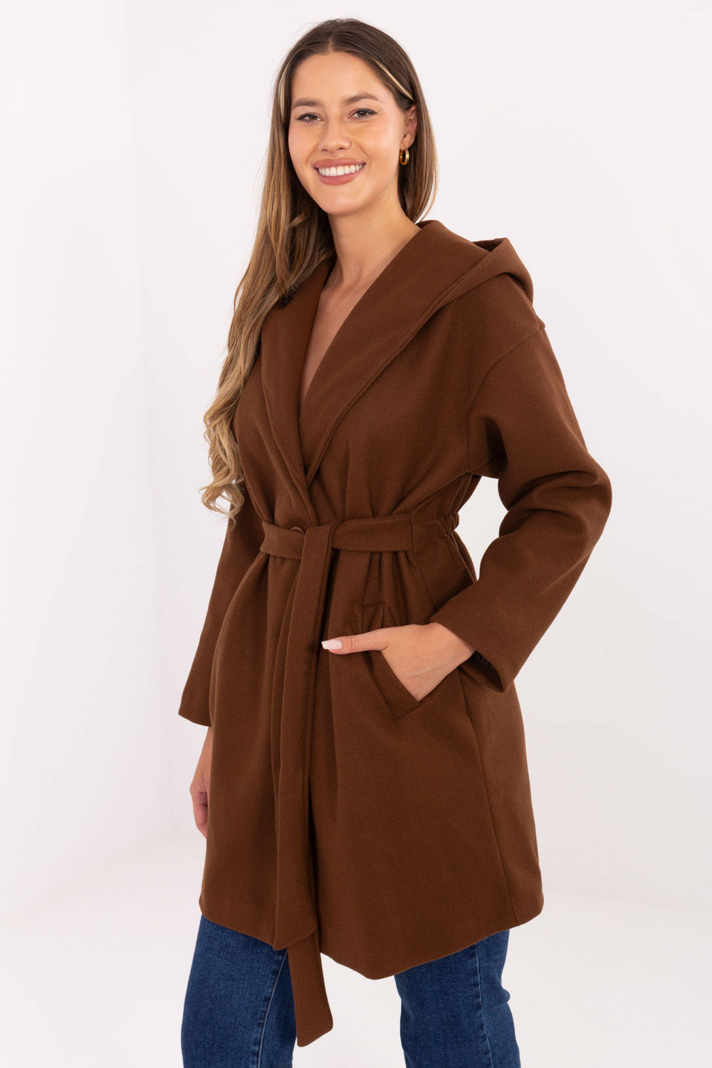Płaszcz Damski Model IT-PL-A9587.00 Brown - Rue Paris - obrazek 2