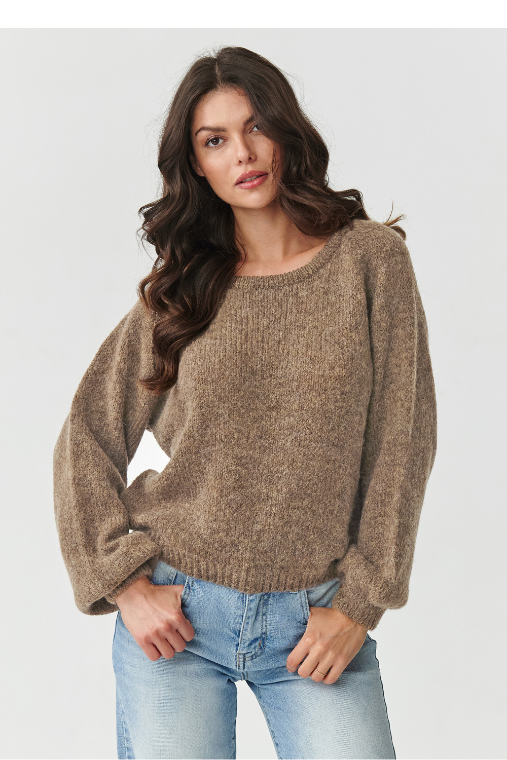 Sweter Damski Model S168 Tabacco - Makadamia