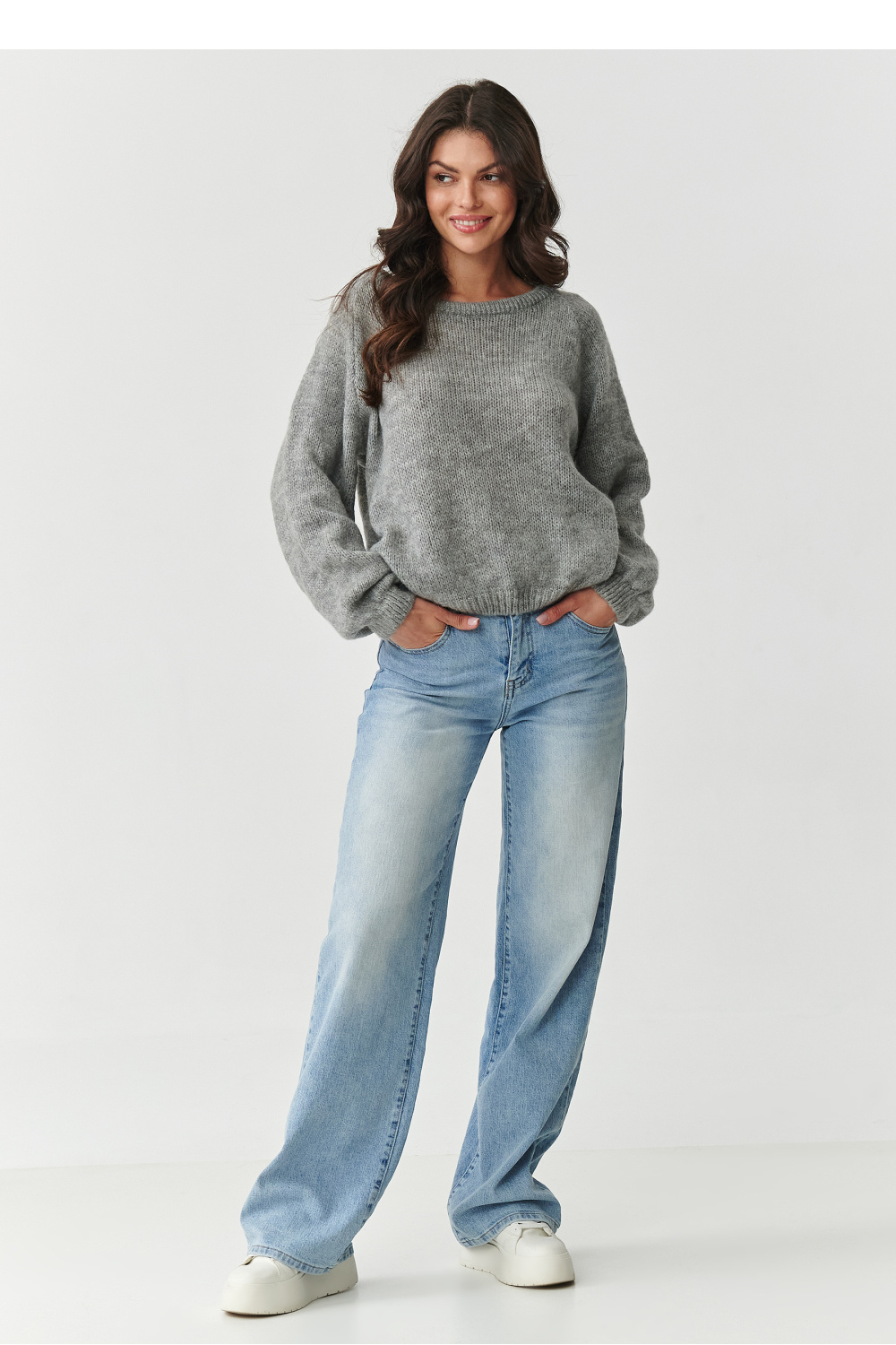 Sweter Damski Model S168 Grey Melange - Makadamia - obrazek 2