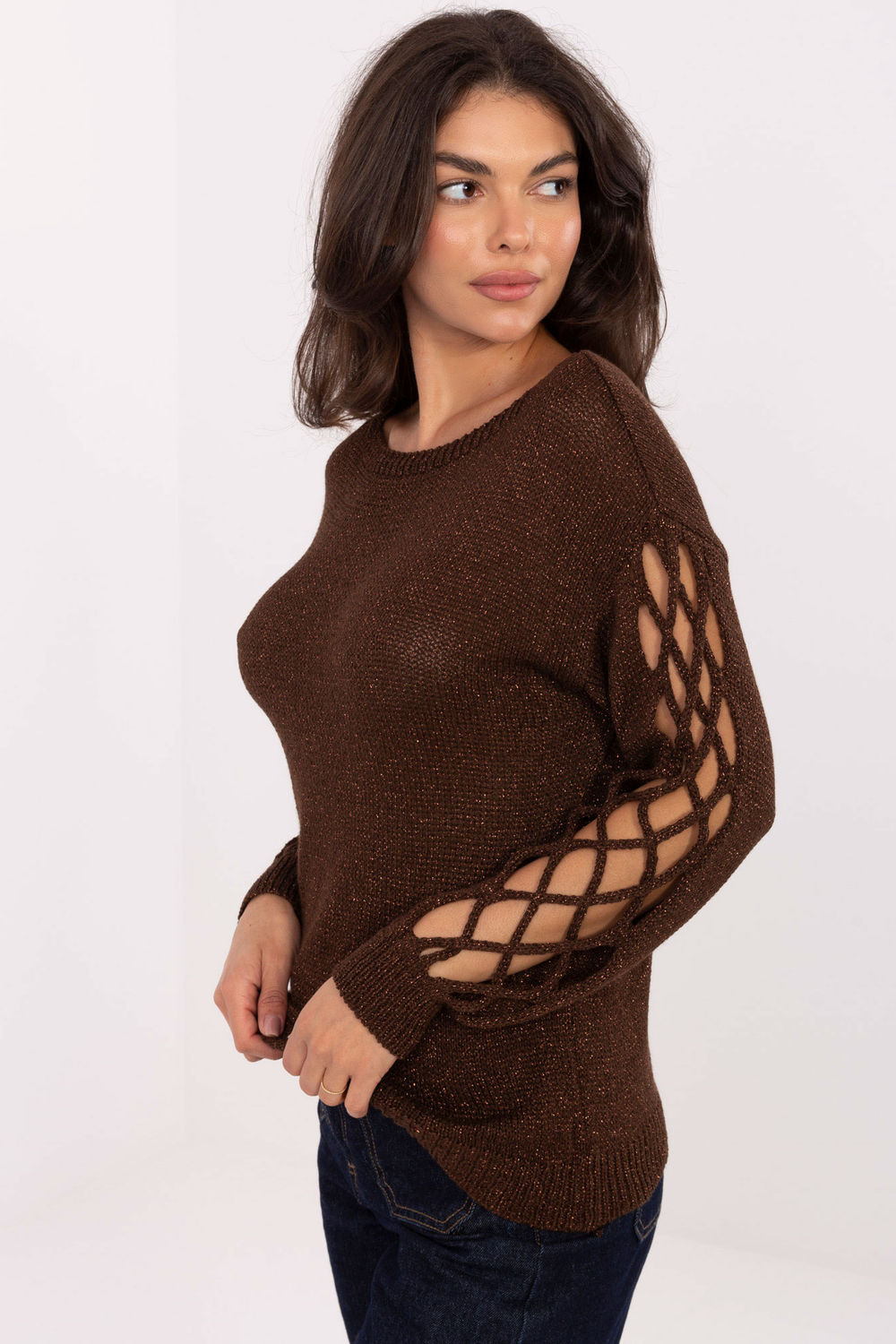 Sweter Damski Model MI-SW-1606.96 Dark Brown - Italy Moda - obrazek 2