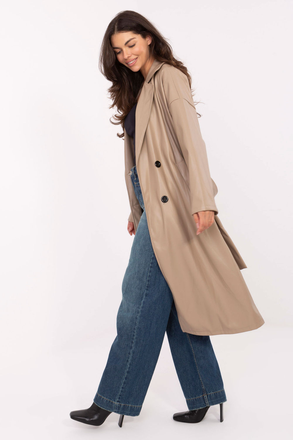 Płaszcz Damski Model IT-PL-A8393.81 Beige - Rue Paris - obrazek 2