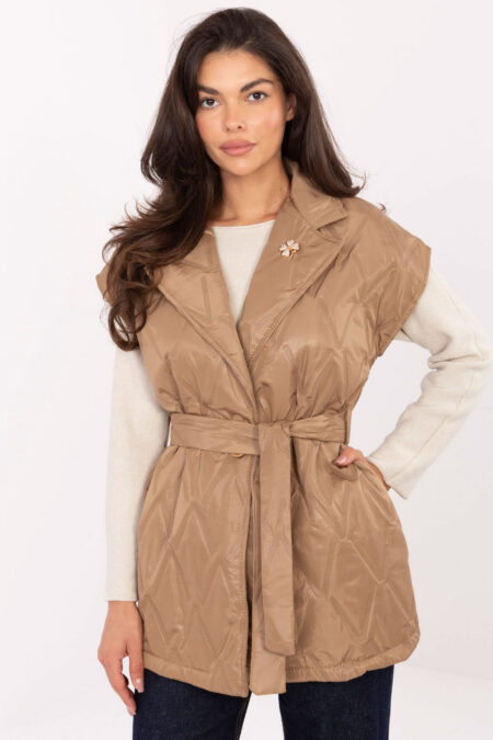 Kamizelka Model IT-KZ-FL9603.87 Camel - Rue Paris