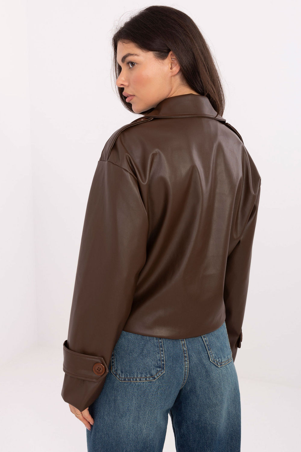 Płaszcz Damski Model IT-KR-FL9558.60 Brown - Rue Paris - obrazek 3