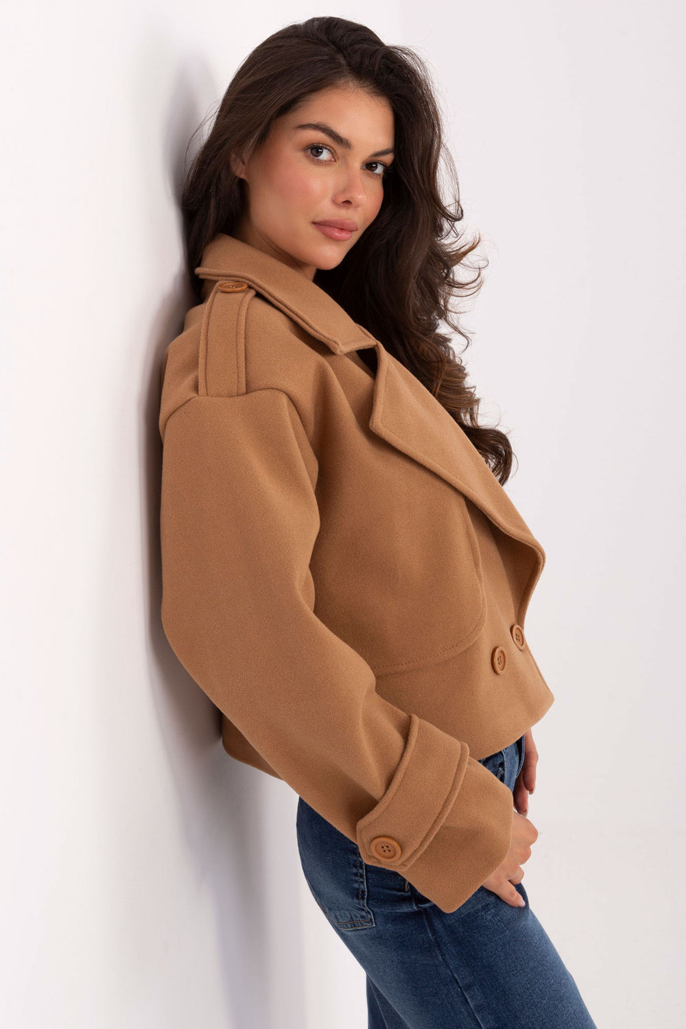 Płaszcz Damski Model IT-KR-A9558.62 Camel - Rue Paris - obrazek 2