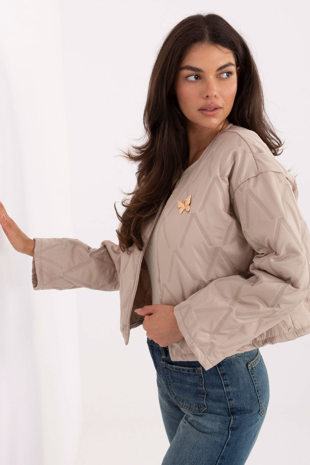 Kurtka Damska Model IT-KR-FL8357.82 Beige - Rue Paris - obrazek 2