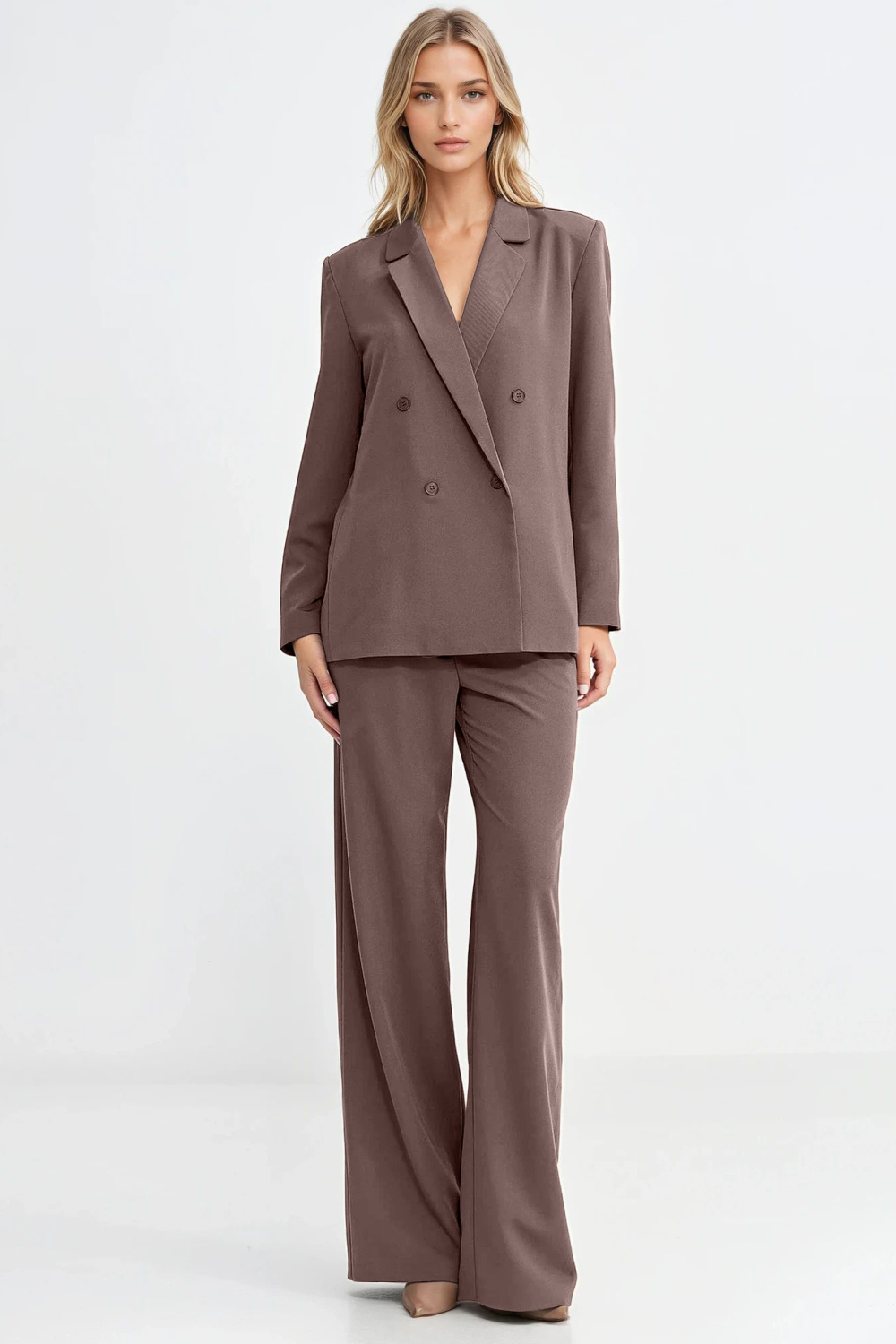 Marynarka oversize dwurzędowa Z88 Mocca - Nife - obrazek 2
