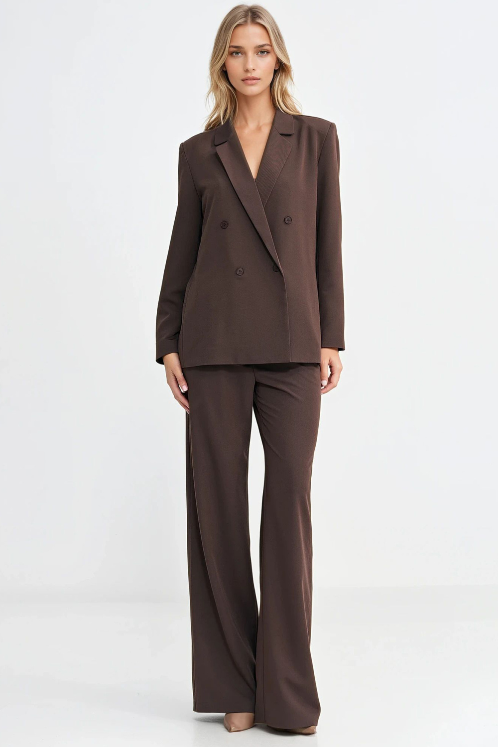 Marynarka oversize dwurzędowa Z88 Brown - Nife - obrazek 2