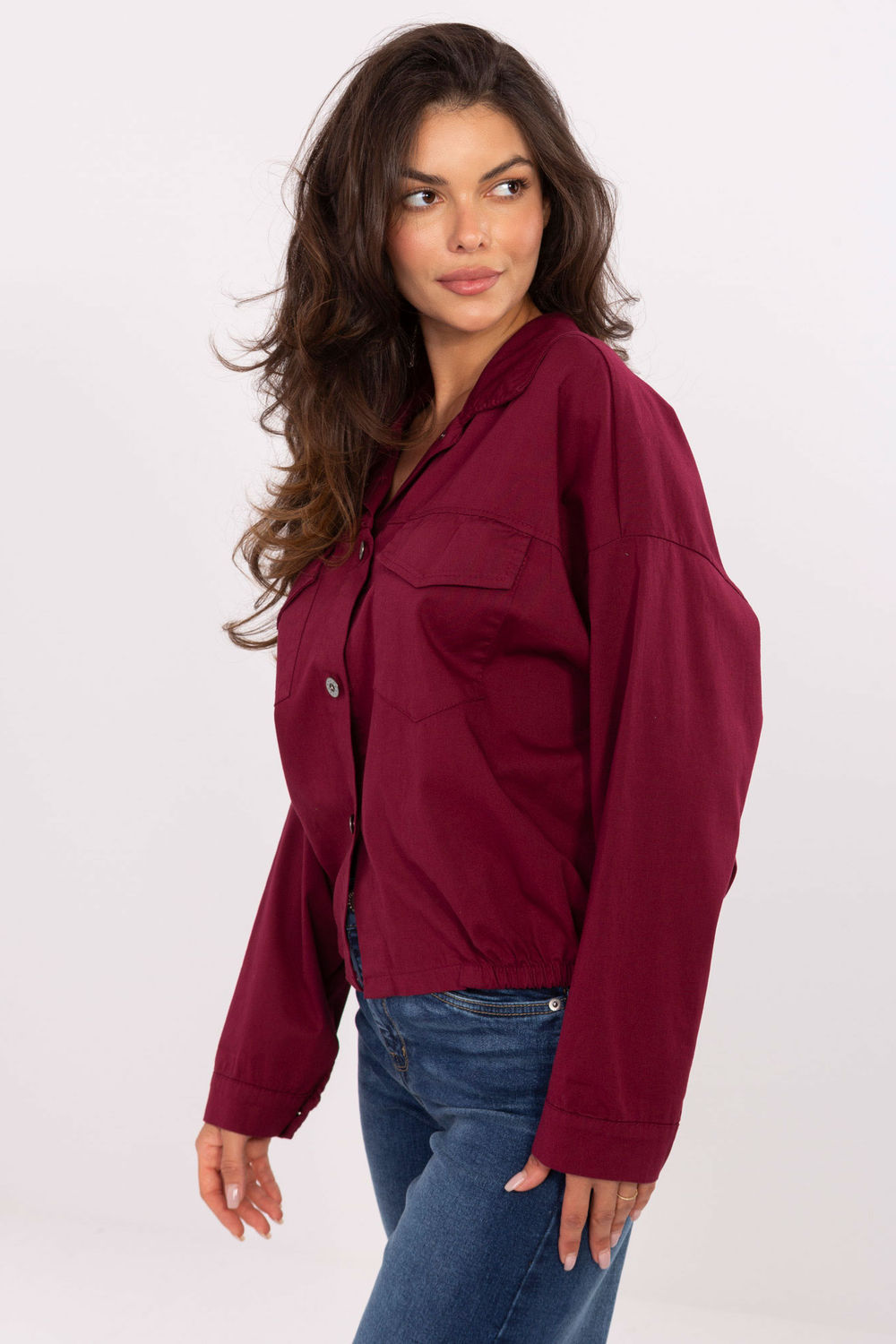 Koszula Damska Model IT-KS-FL9273.86 Bordo - Rue Paris - obrazek 2