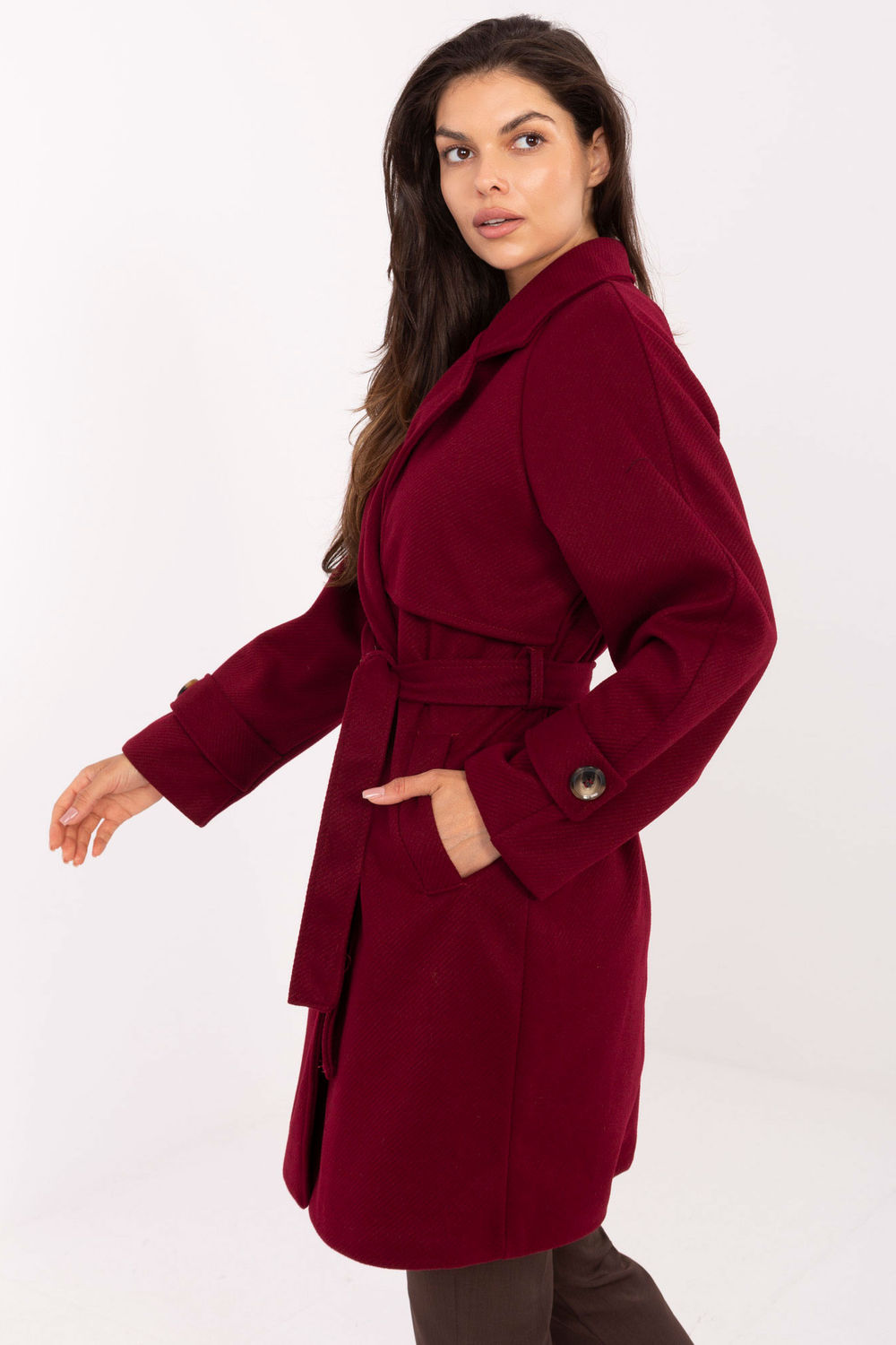 Płaszcz Damski Model IT-PL-A9589.58 Bordo - Rue Paris - obrazek 2