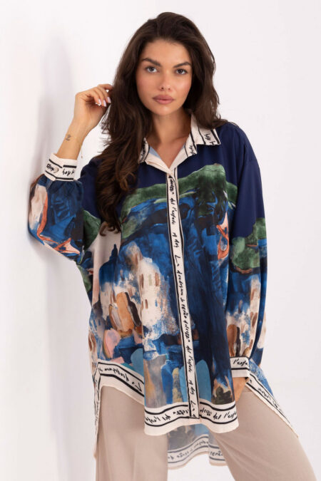 Koszula Damska Model IT-KS-18729.12 Navy - Rue Paris