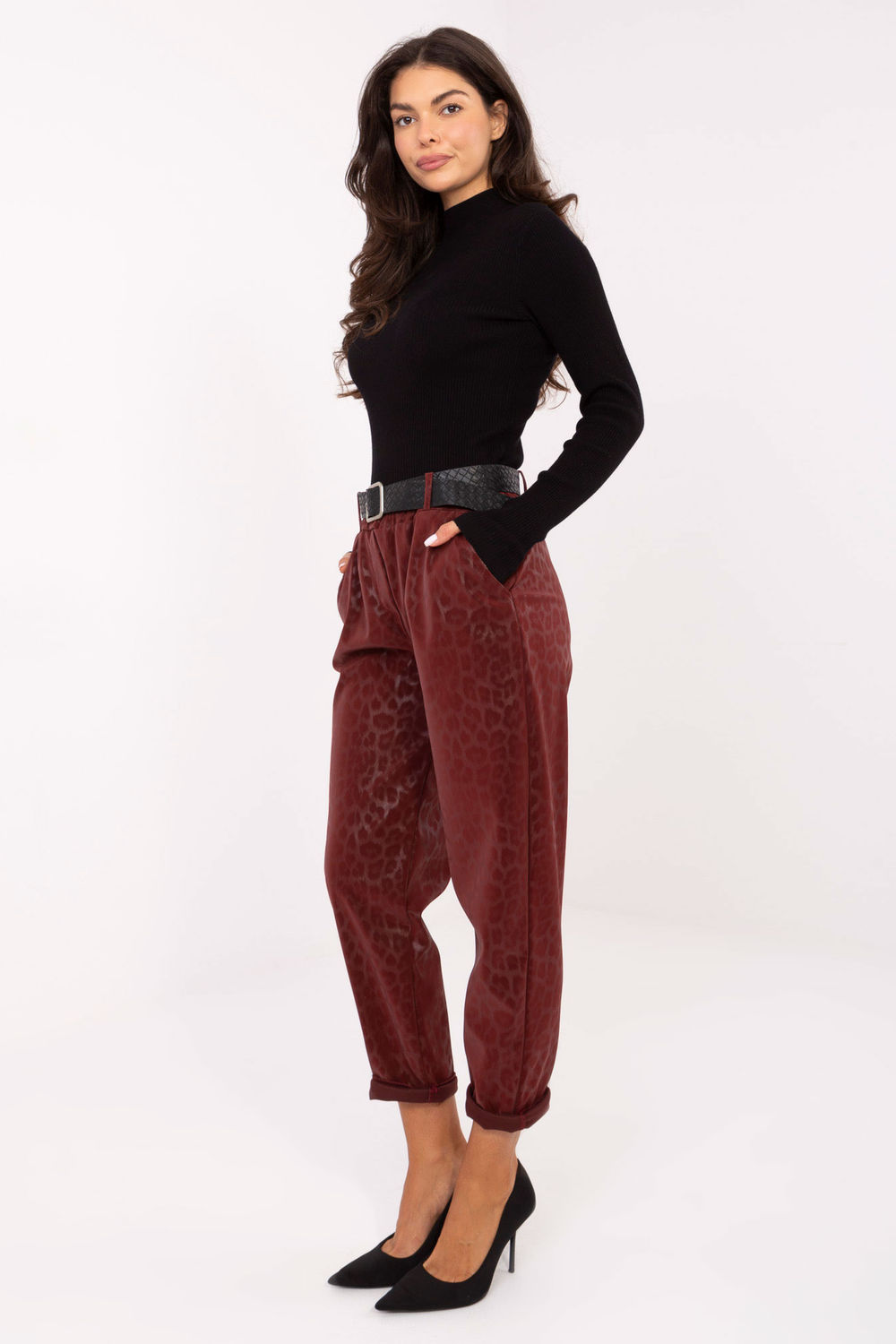 Spodnie Damskie Model IT-SP-242976.29P Bordo - Italy Moda - obrazek 2