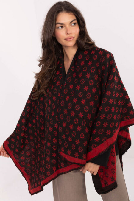 Sweter Ponczo Model AT-PN-7661.89 Black/Red - Factory Price