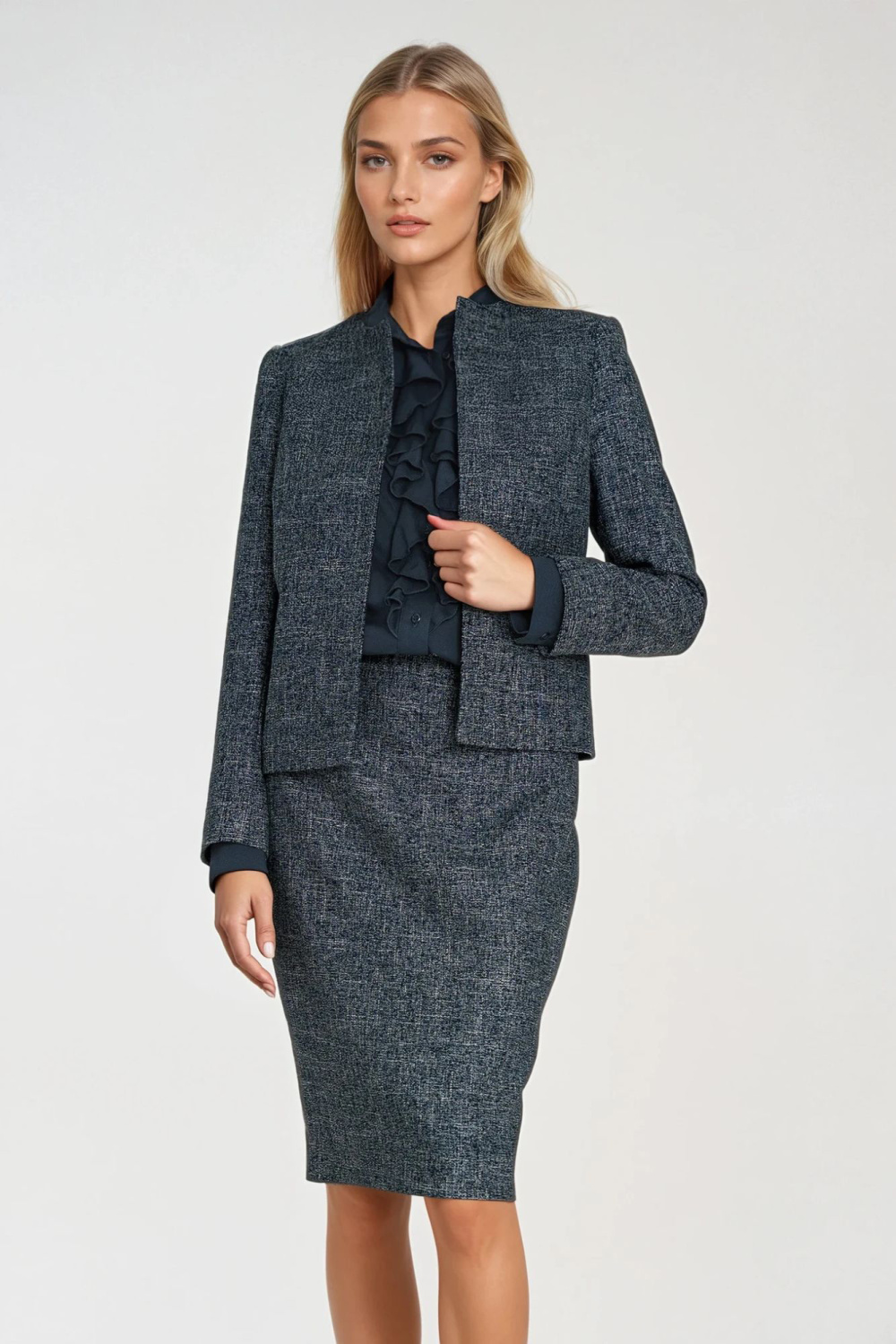 Żakiet typu chanel Z85 Navy - Nife - obrazek 2