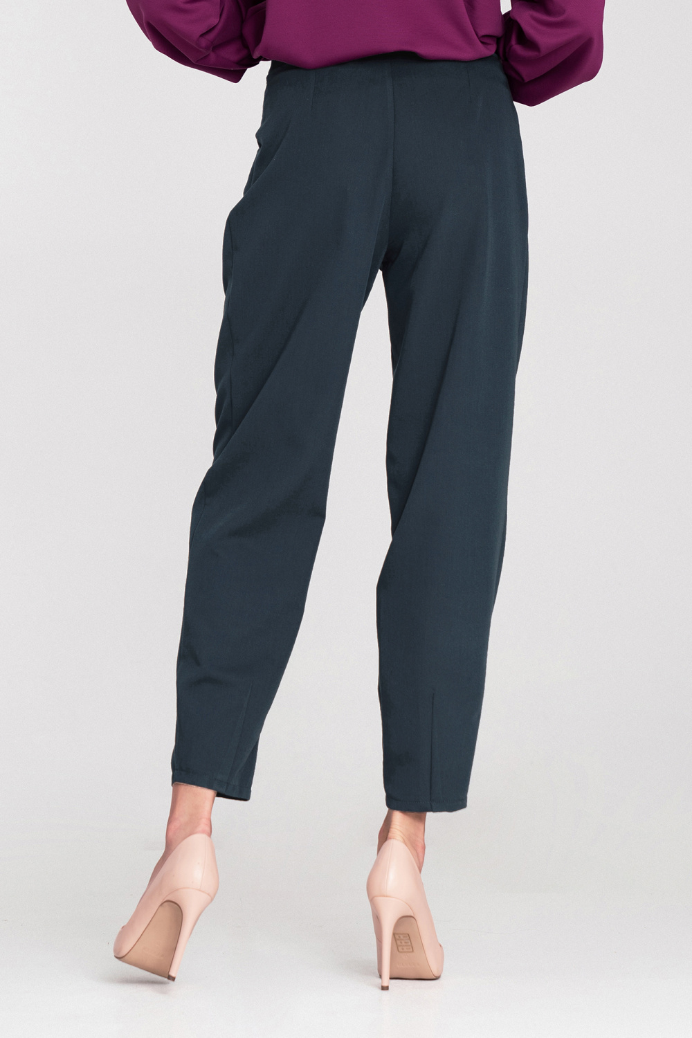 Spodnie baggy z wysokim stanem SD120 Navy - Nife - obrazek 4