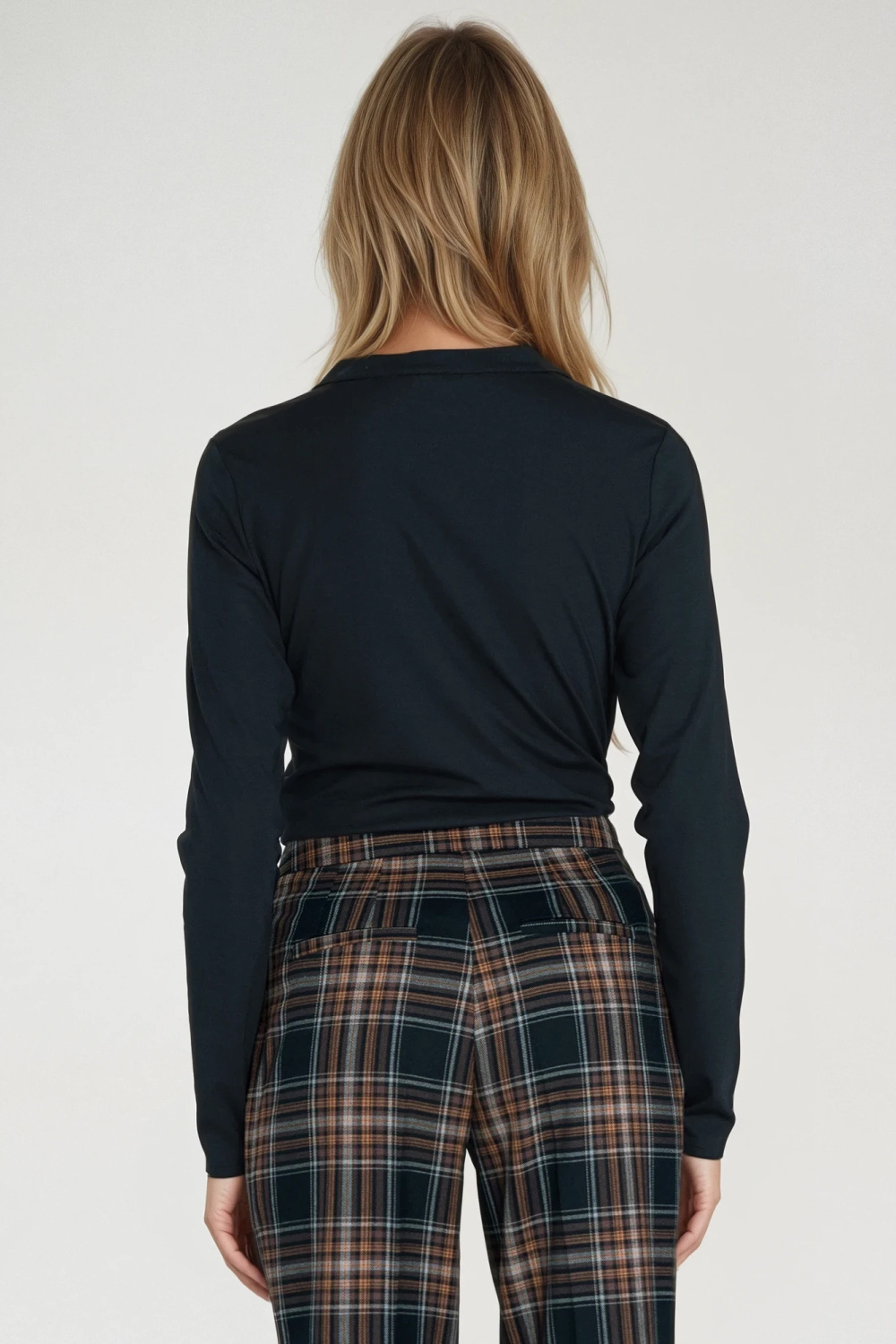 Bluzka polo ze stójką B195 Navy - Nife - obrazek 3