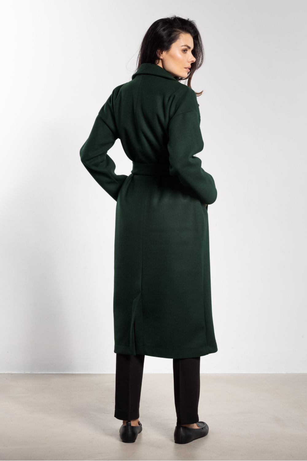 Płaszcz Damski Model A750 Bottle Green - awama - obrazek 3