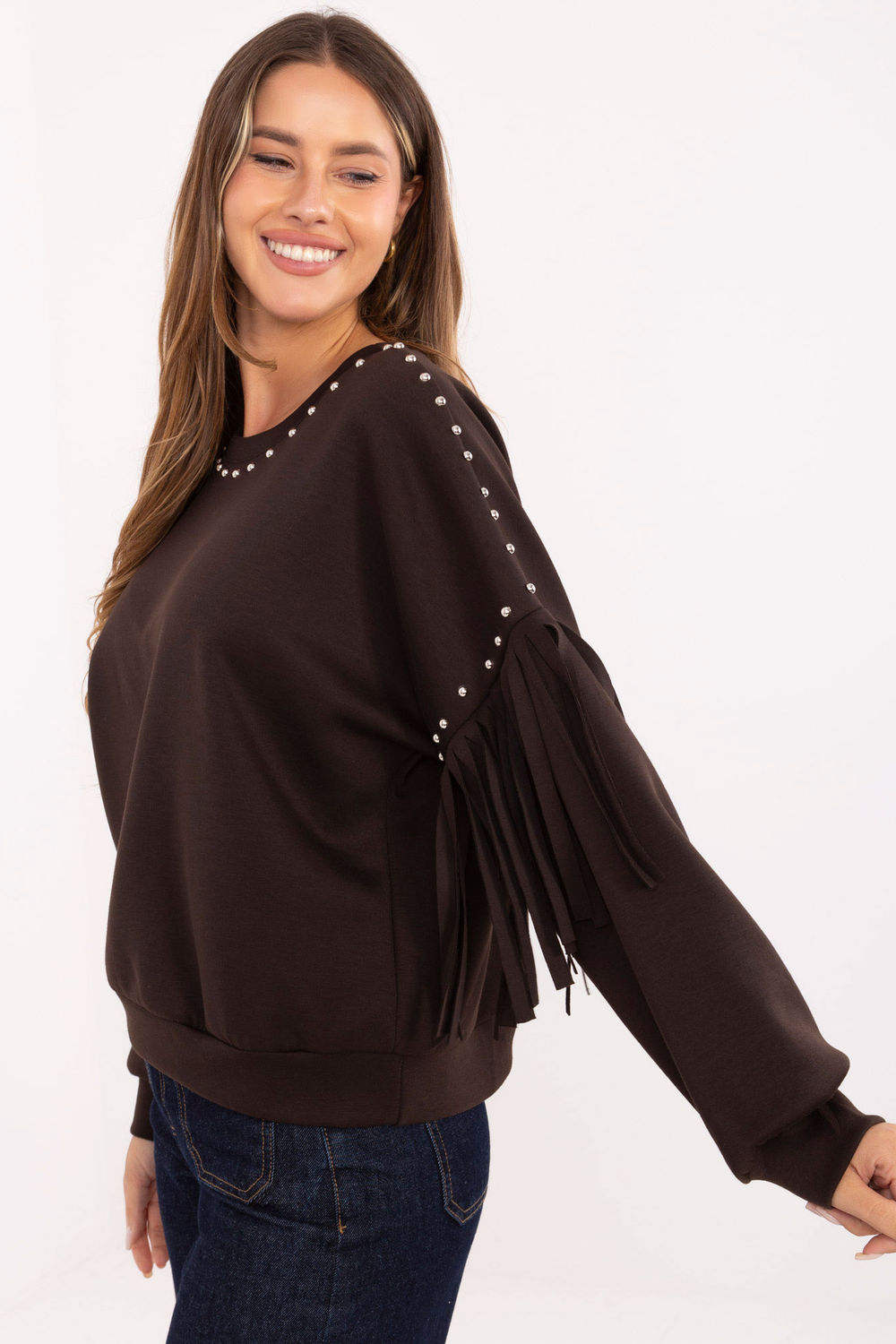 Bluza Damska Model IT-BL-21731.85 Dark Brown - Rue Paris - obrazek 2
