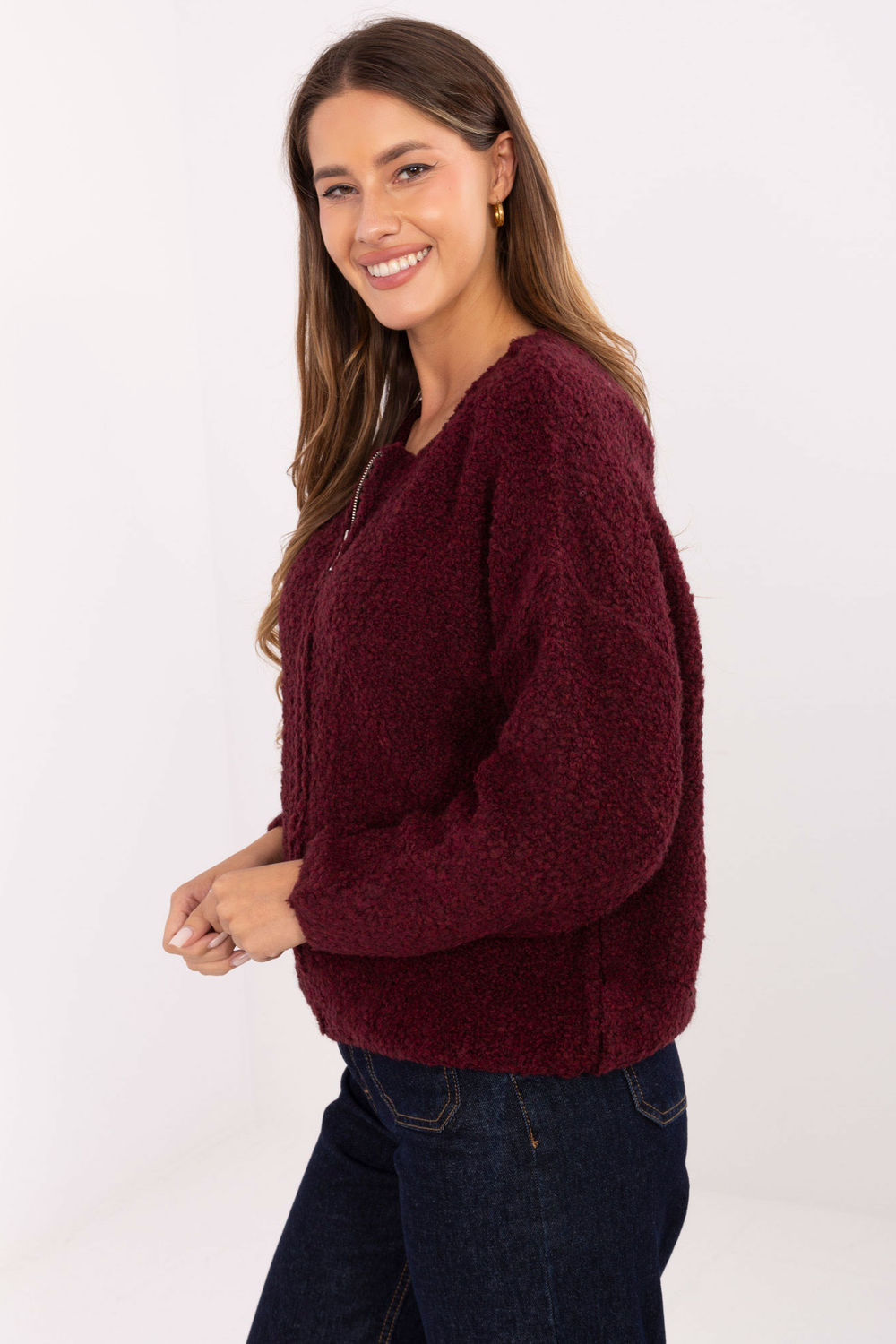 Sweter Damski Model MI-SW-3WB219.21 Bordo - Rue Paris - obrazek 2