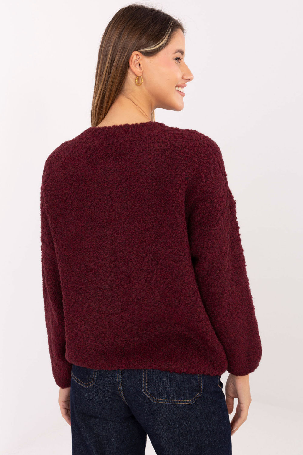 Sweter Damski Model MI-SW-3WB219.21 Bordo - Rue Paris - obrazek 3