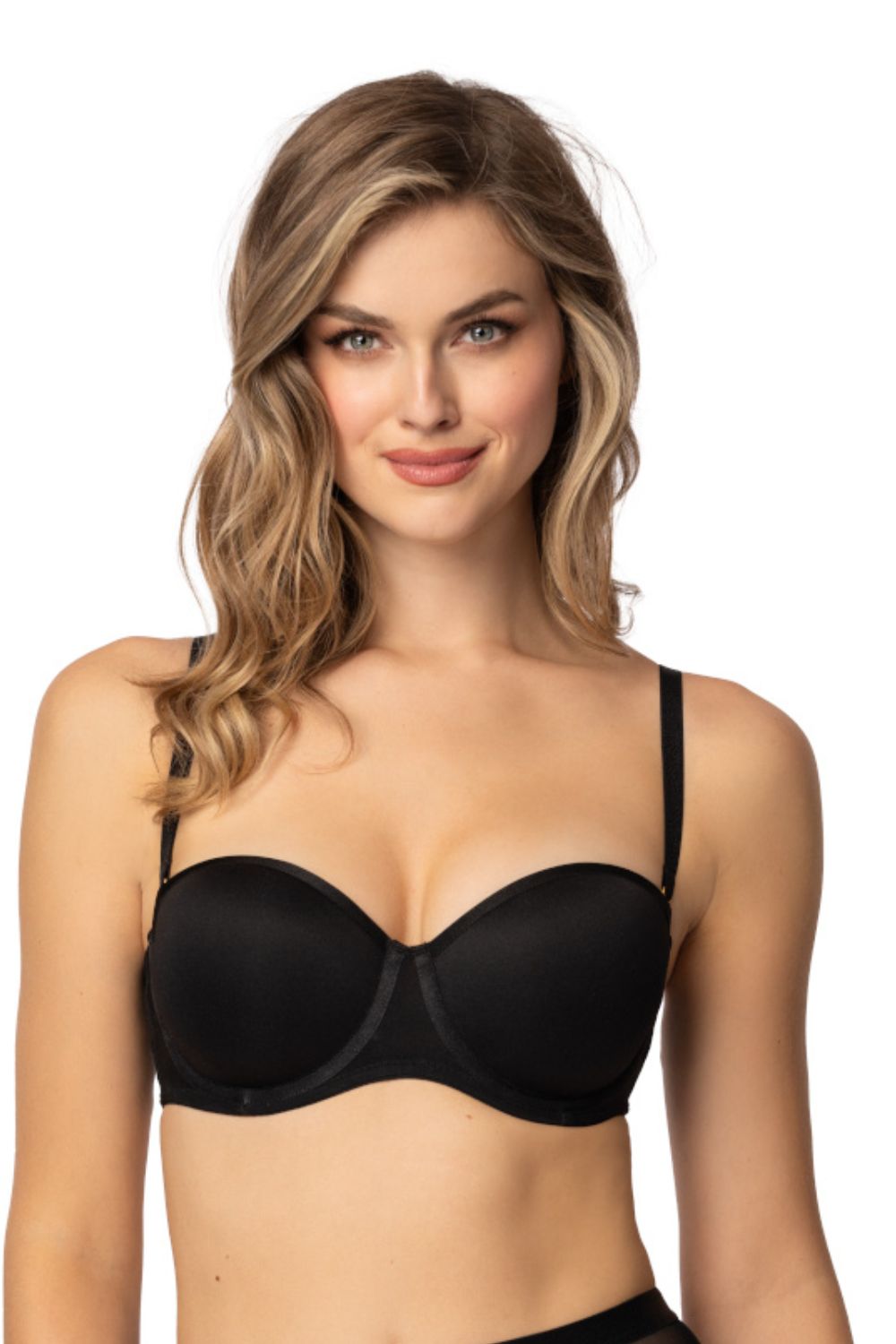 Biustonosz Bardotka Model Capri M-0204/12 M-909/1 Black - Mat - obrazek 2
