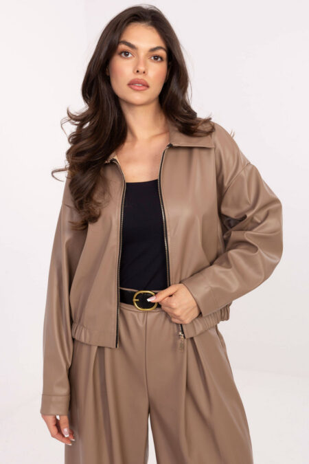 Kurtka Damska Model IT-KR-FL9707.34 Dark Beige - Rue Paris