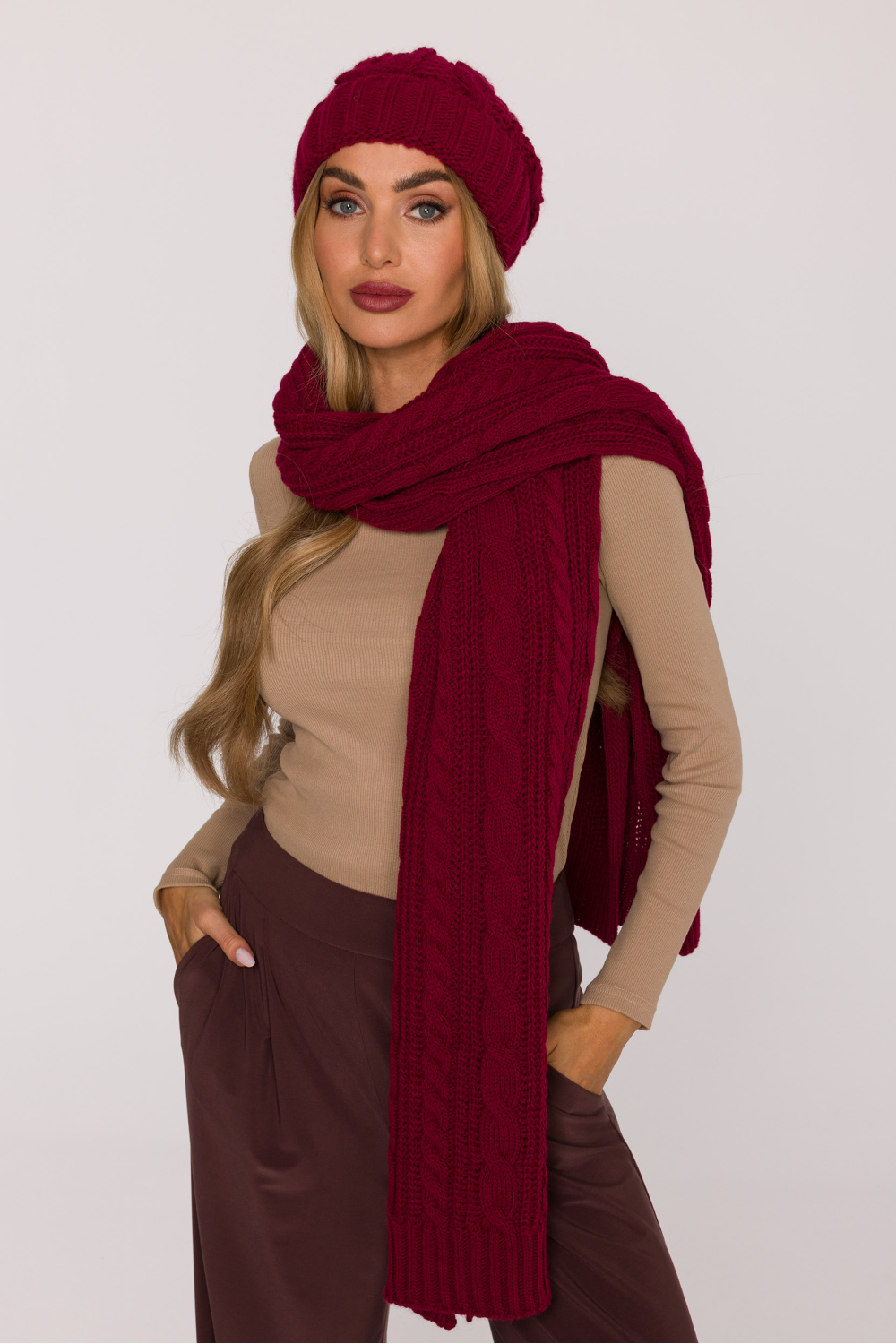Szal Model MOE898 Bordo - Moe - obrazek 2