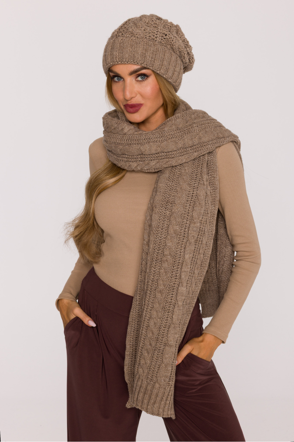 Szal Model MOE898 Beige - Moe - obrazek 2