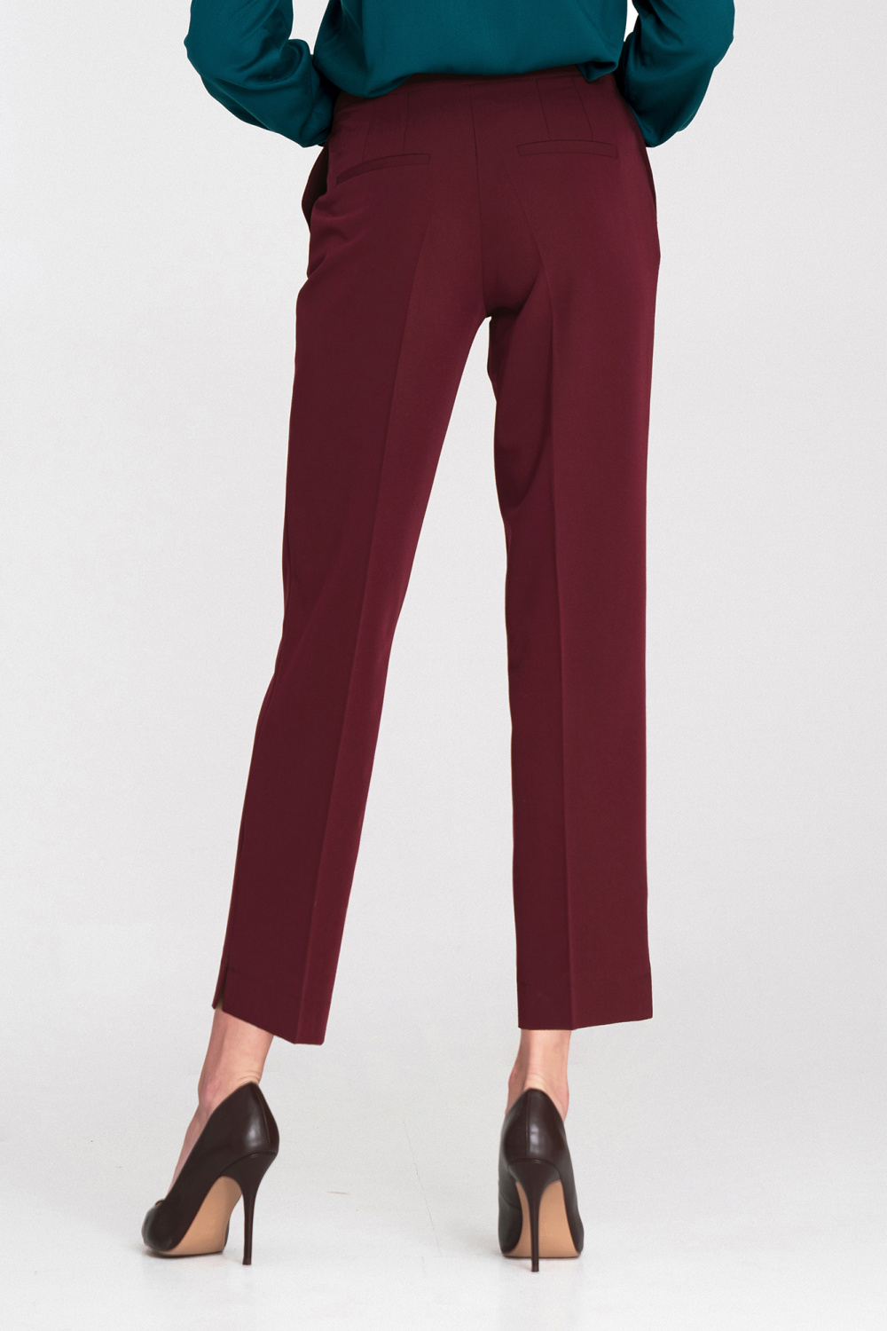 Spodnie Eleganckie spodnie 7/8 SD117 Bordo - Nife - obrazek 3