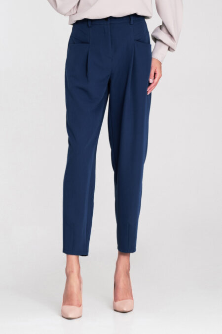 Spodnie baggy z wysokim stanem SD120 Cobalt - Nife