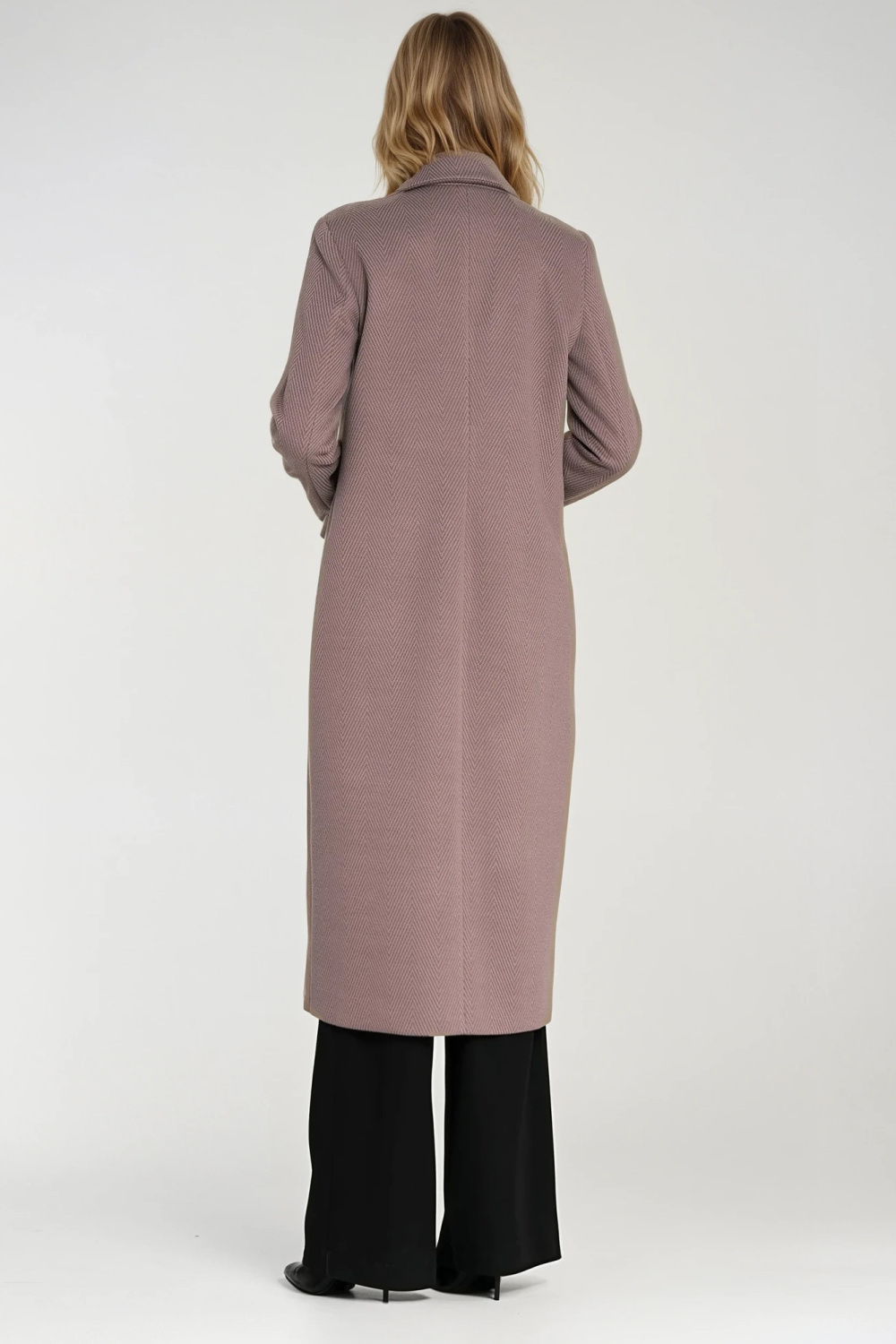 Elegancki płaszcz dwurzędowy PL25 Beige - Nife - obrazek 3