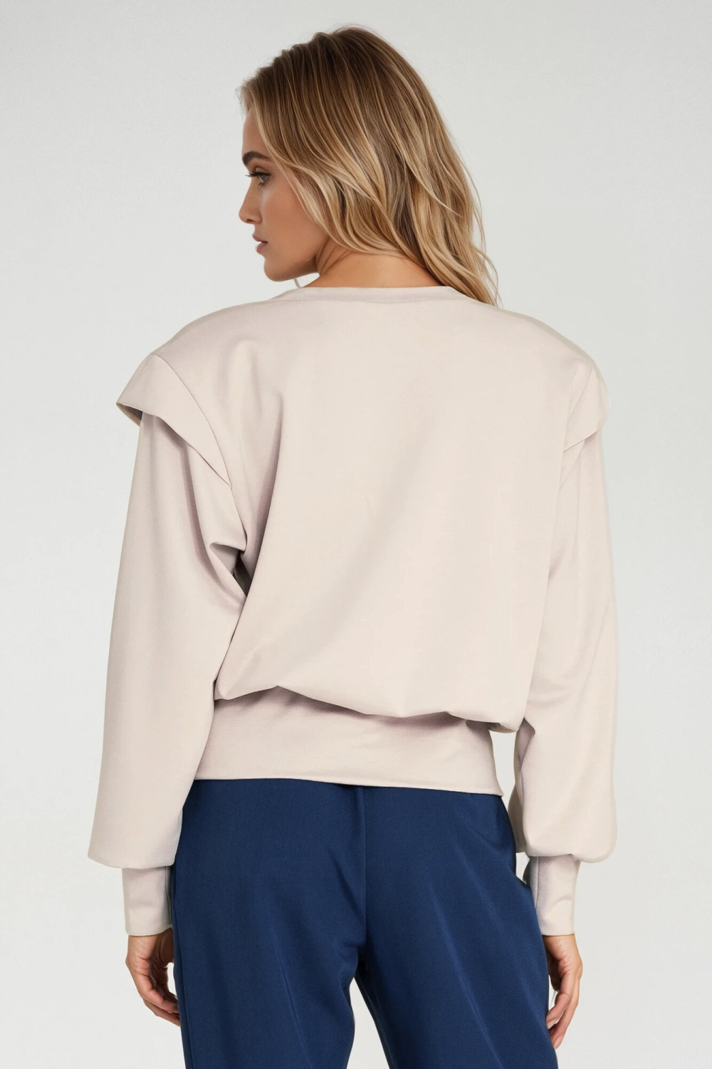 Bluza z wysokimi ściągaczami BL10 Beige - Nife - obrazek 3
