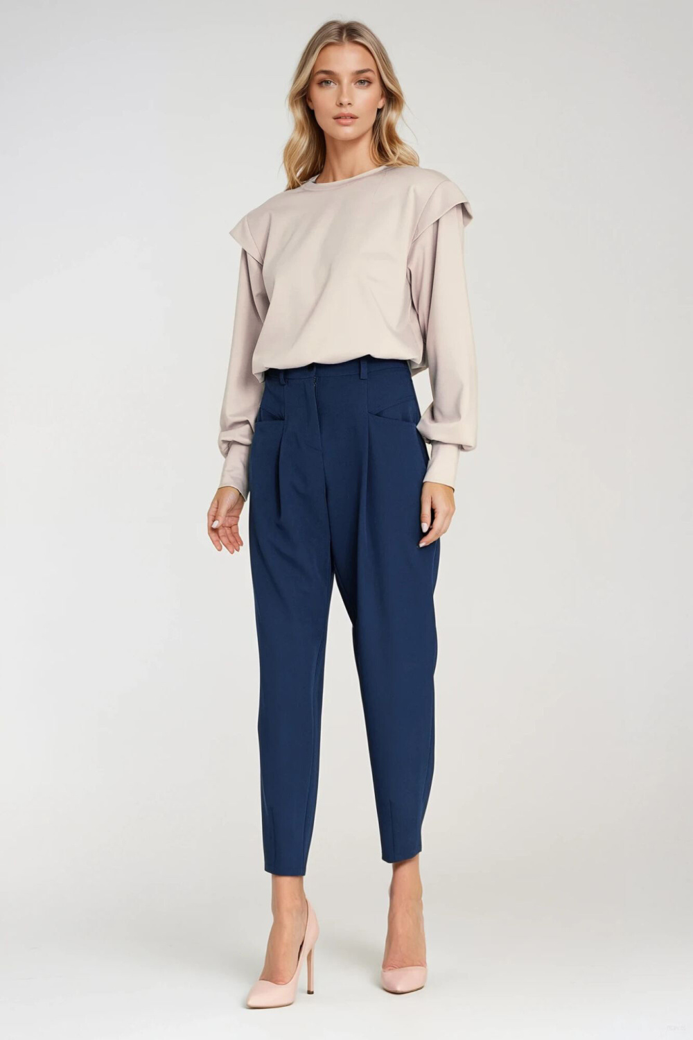 Bluza z wysokimi ściągaczami BL10 Beige - Nife - obrazek 4