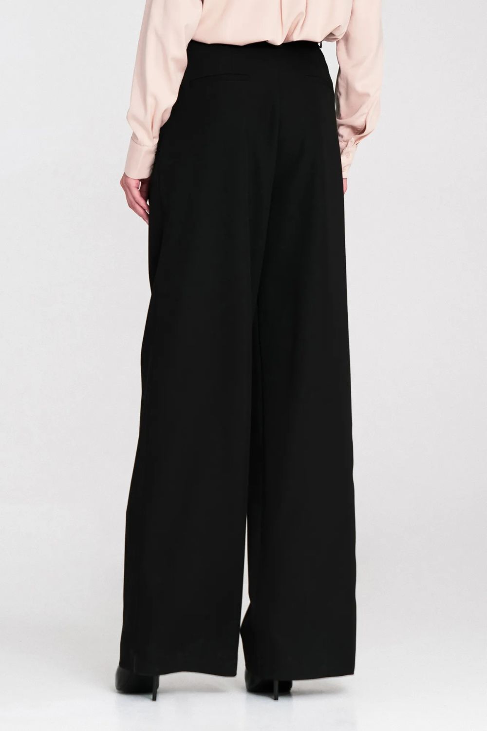 Spodnie z zakładkami wide leg SD122 Black - Nife - obrazek 5