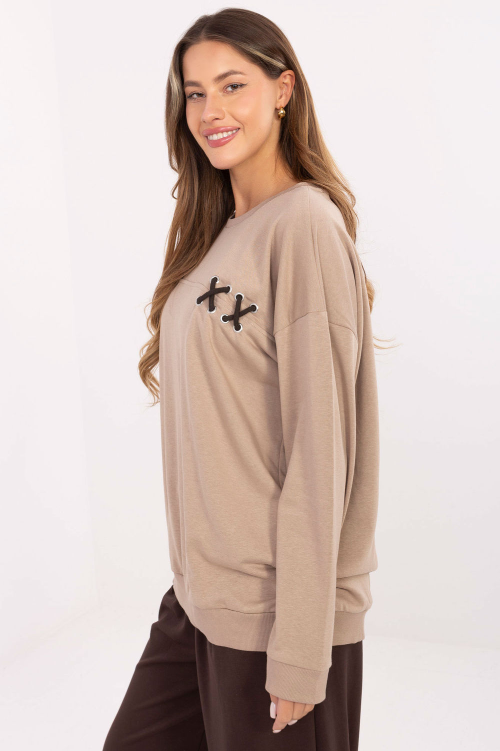 Bluza Damska Model RV-BL-A941.58 Dark Beige - Relevance - obrazek 2