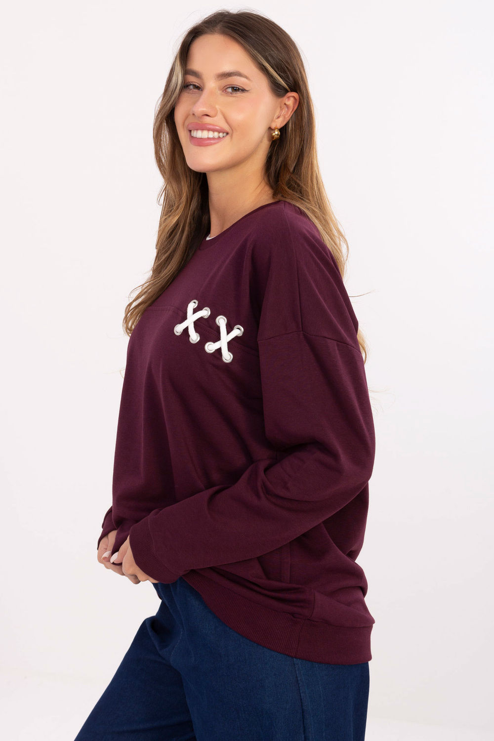 Bluza Damska Model RV-BL-A941.58 Bordo - Relevance - obrazek 2