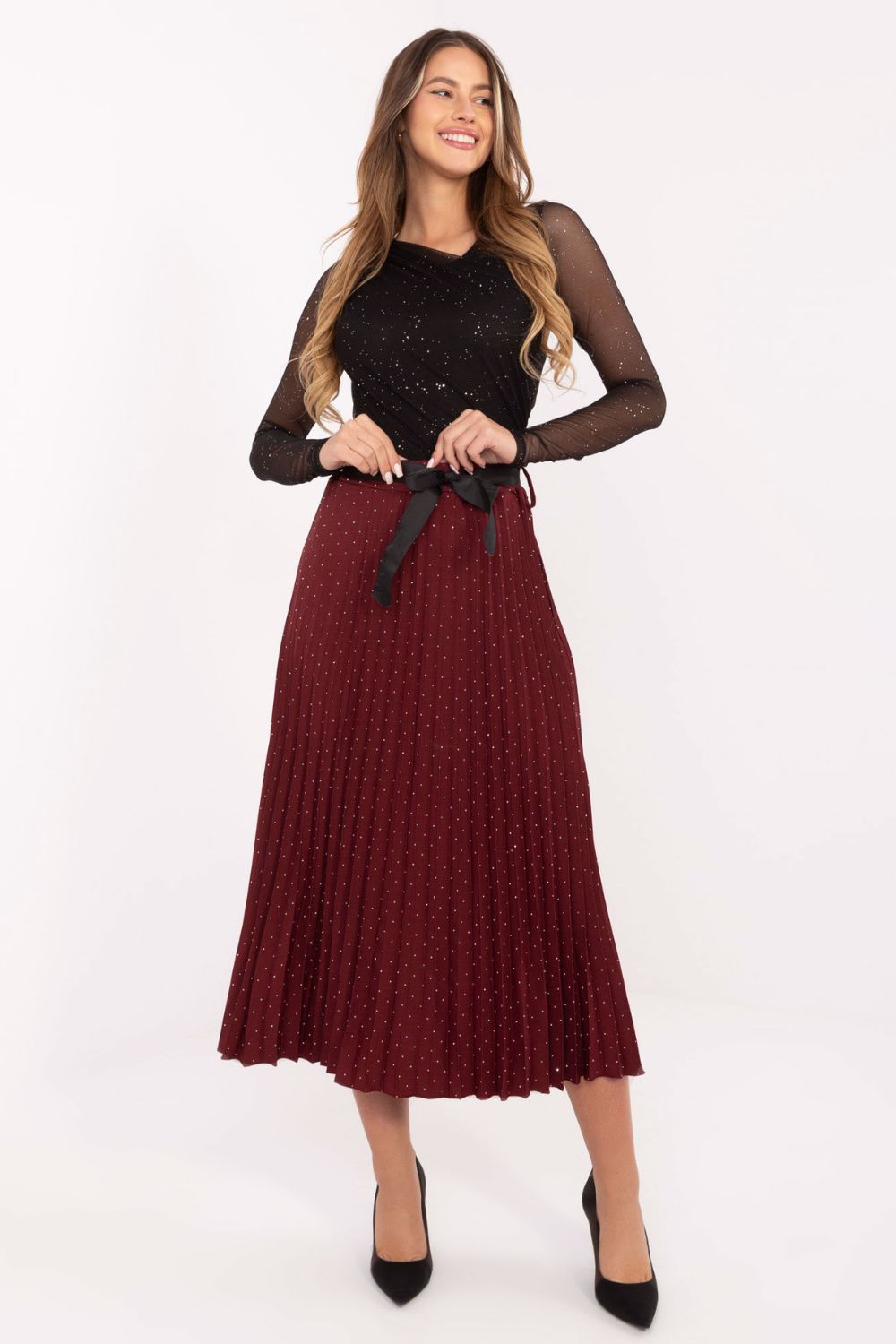 Spódnica Model MI-SD-121402.59 Bordo - Rue Paris - obrazek 3