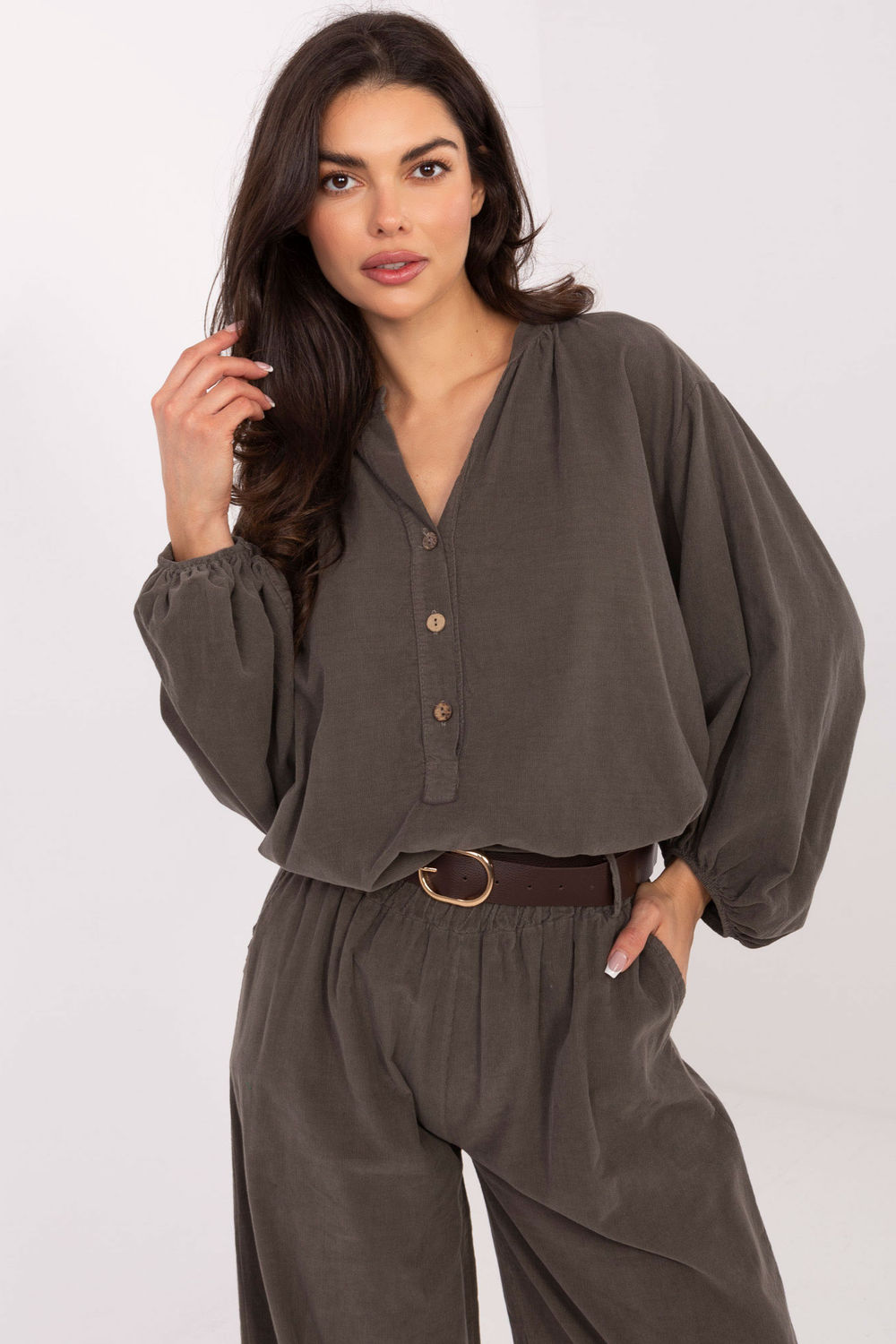 Bluzka ModelIT-KS-233607.63 Dark Khaki - Italy Moda