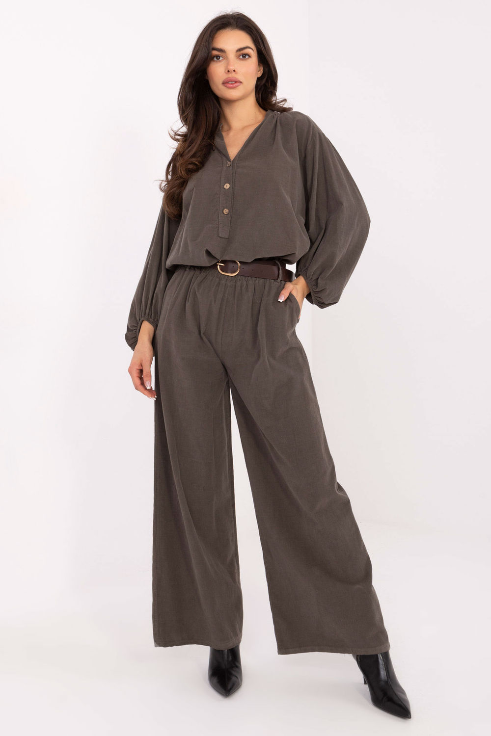 Bluzka ModelIT-KS-233607.63 Dark Khaki - Italy Moda - obrazek 2