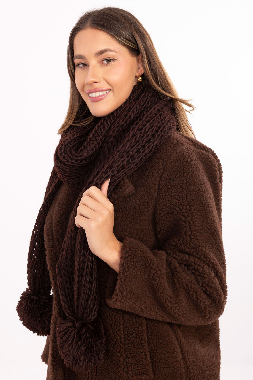 Szalik Model AT-SZ-S-2203.87 Dark Brown - AT - obrazek 2
