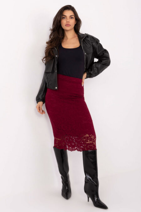 Spódnica Model MI-SD-G9139.33 Bordo - Rue Paris
